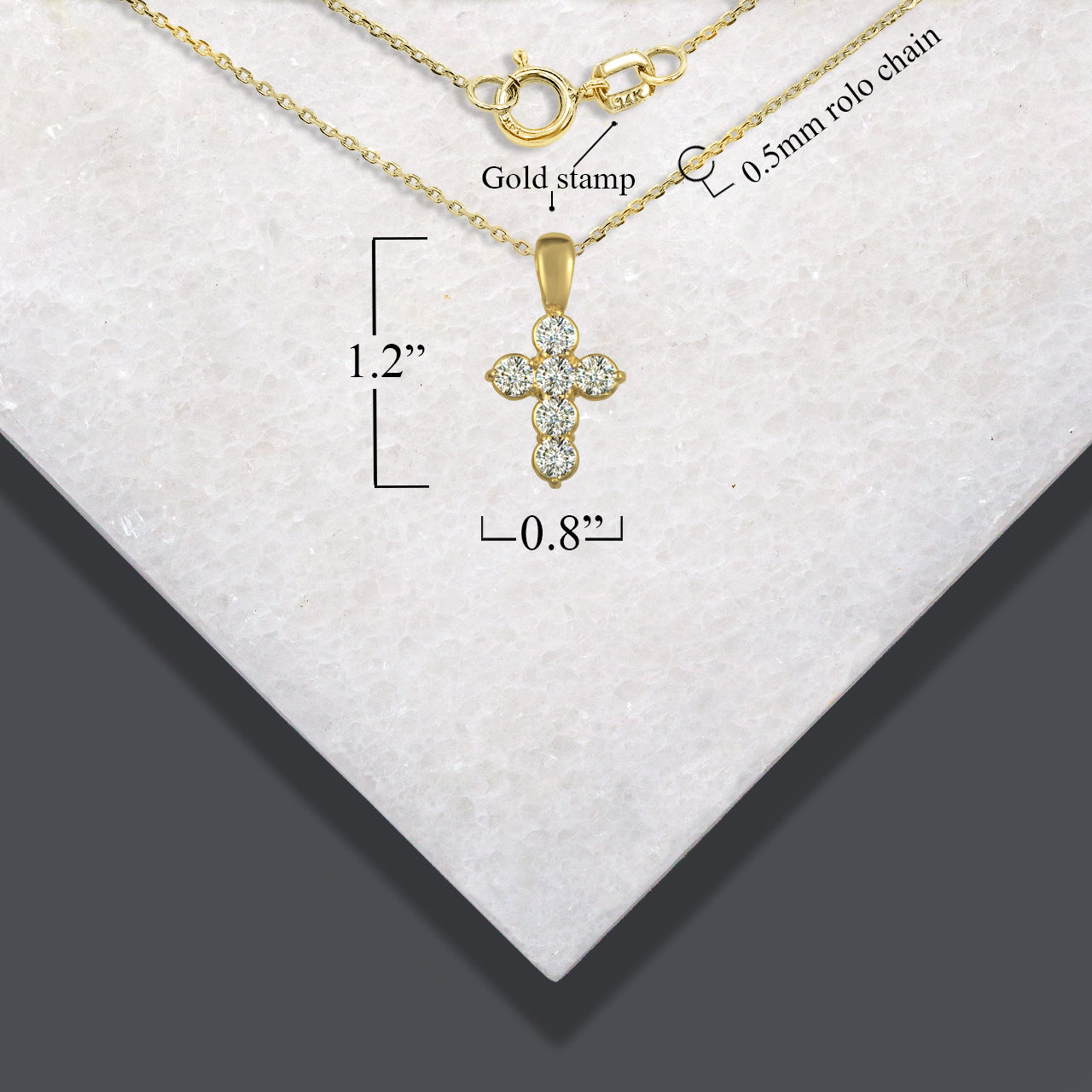 Gold Diamond Cross Faith Pendant Necklace, view 5