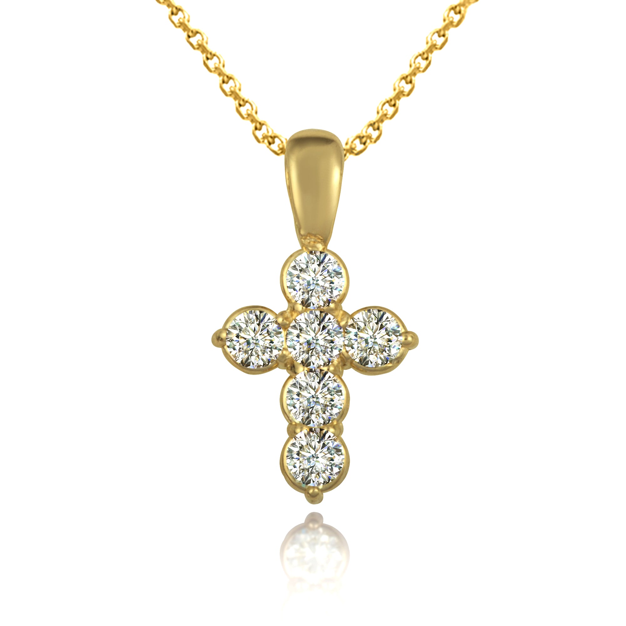 Gold Diamond Cross Faith Pendant Necklace, view 6