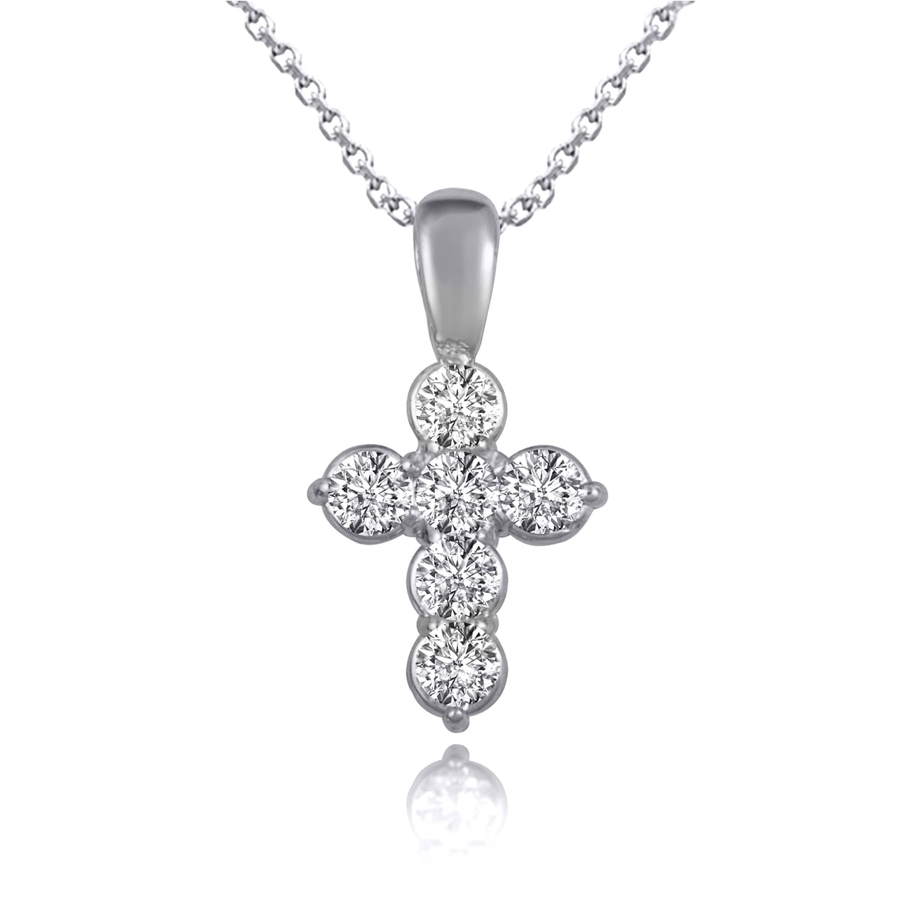 Gold Diamond Cross Faith Pendant Necklace, view 8