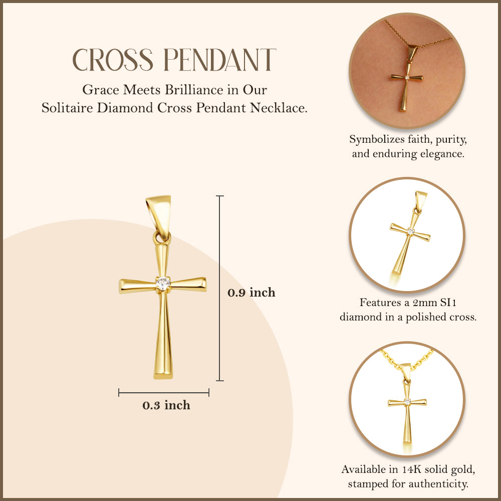 Gold Diamond Cross Necklace, view 3