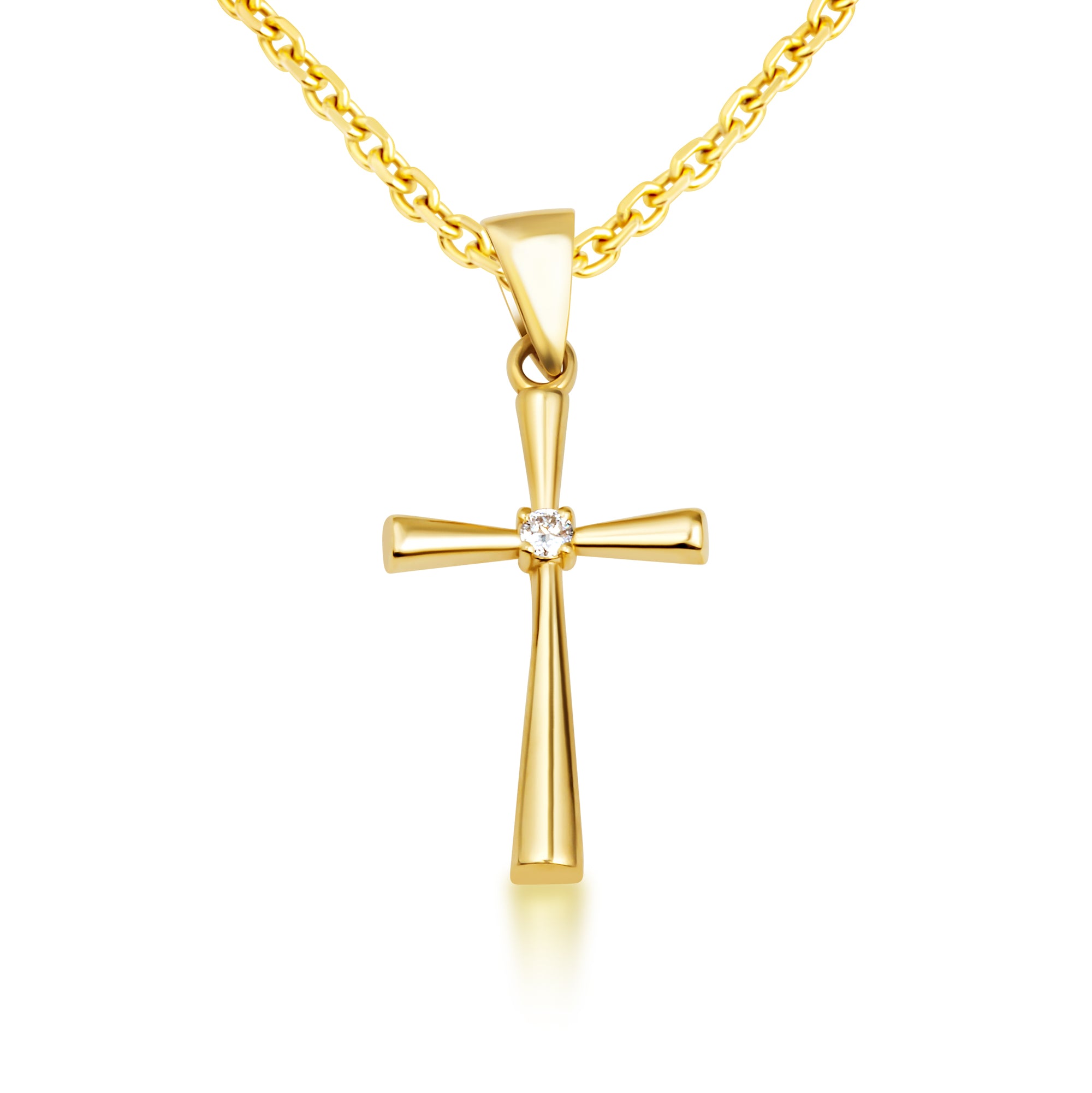 Gold Diamond Cross Necklace, view 5