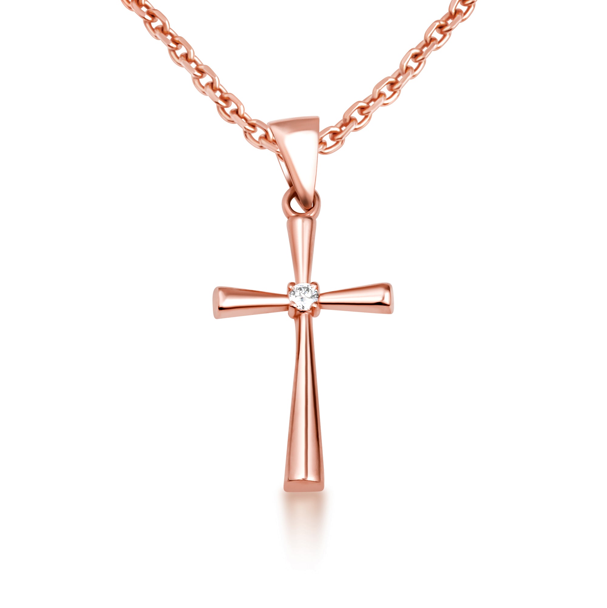 Gold Diamond Cross Necklace, view 7