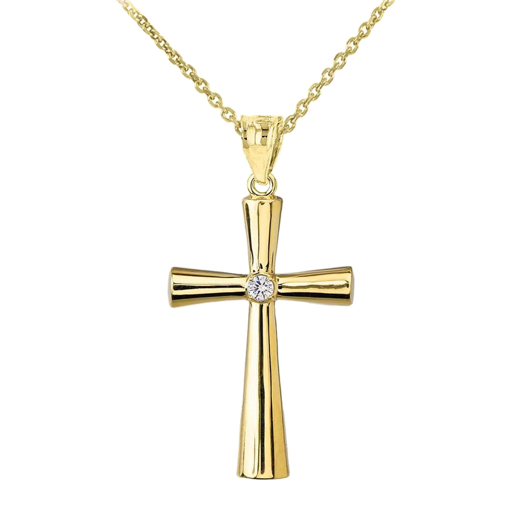 Gold Diamond Cross Pendant Necklace