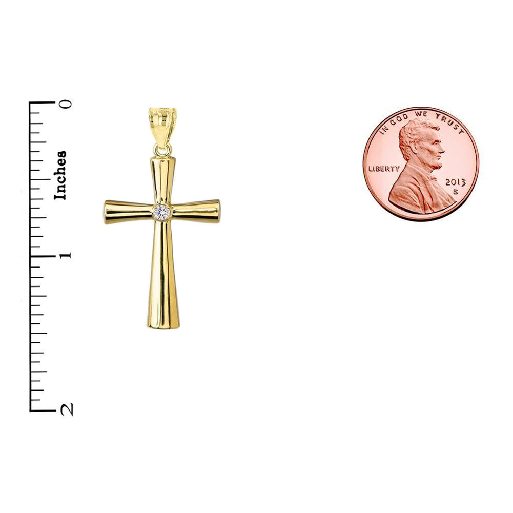 Gold Diamond Cross Pendant Necklace, view 2