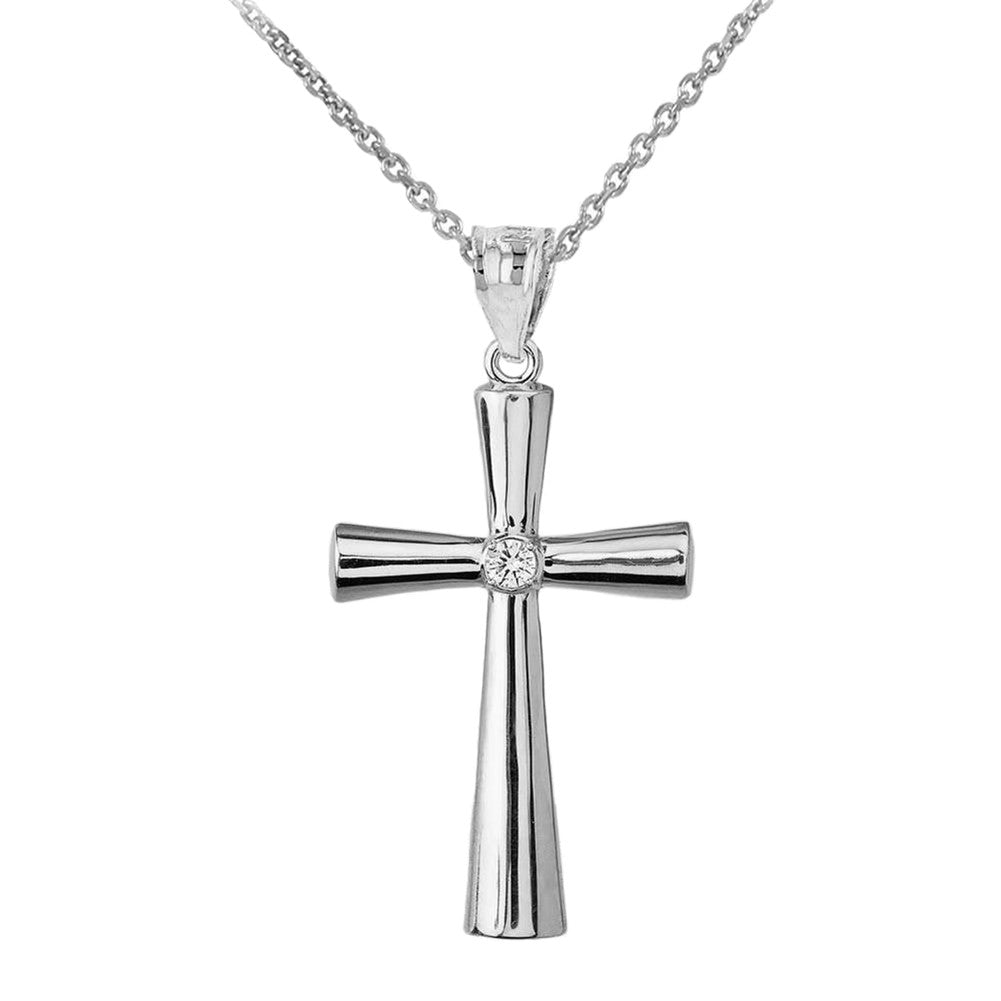 Gold Diamond Cross Pendant Necklace, view 4