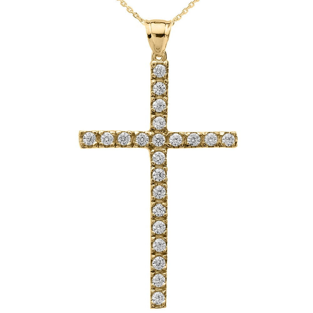 Gold Diamond Cross Pendant Necklace — Depth: 0.16