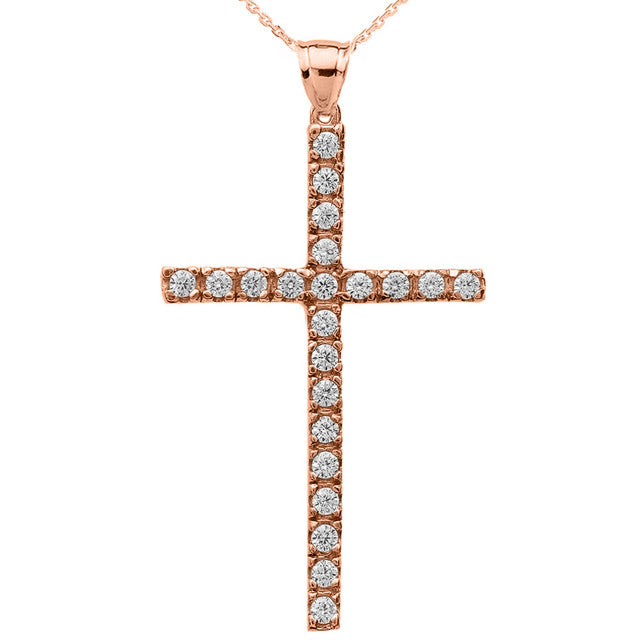 Gold Diamond Cross Pendant Necklace — Depth: 0.16, view 5