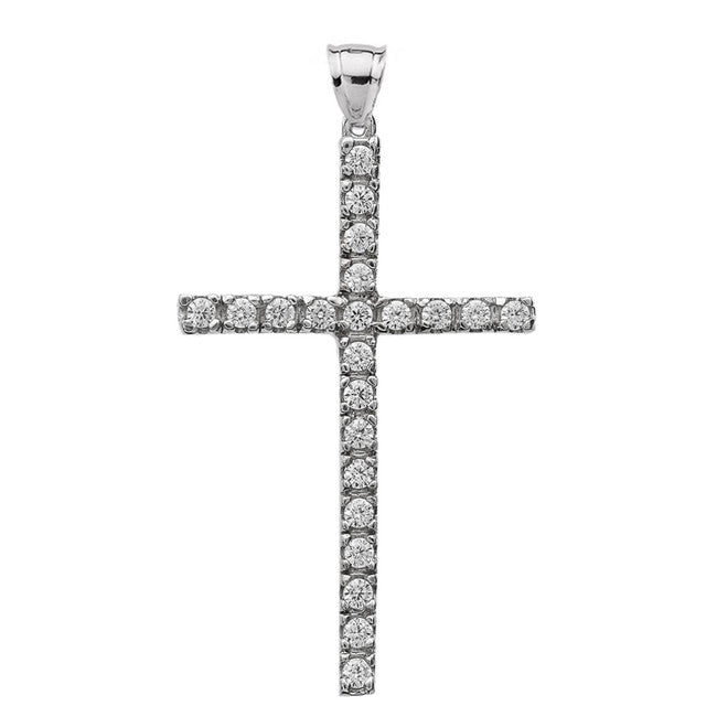 Gold Diamond Cross Pendant Necklace — Depth: 0.16, view 6