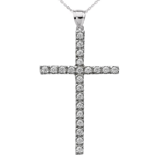 Gold Diamond Cross Pendant Necklace — Depth: 0.16, view 7