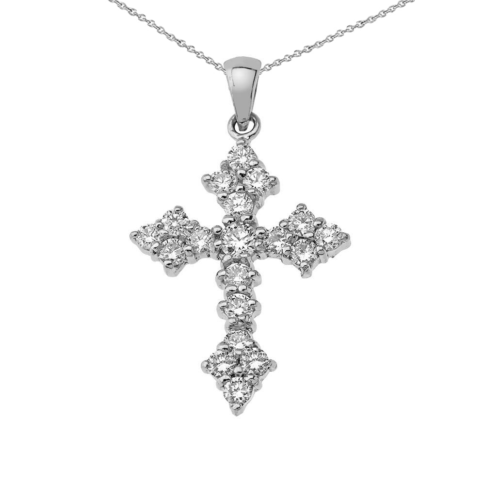 Gold Diamond Cross Pendant Necklace — Width: 0.55", view 4