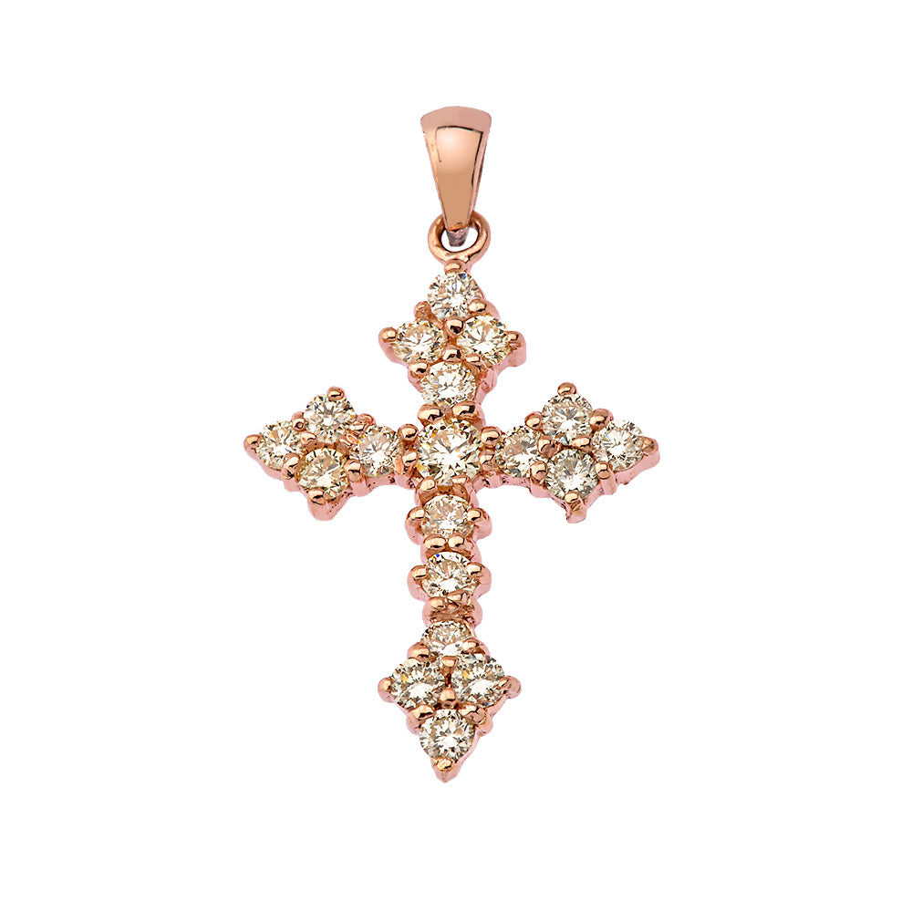Gold Diamond Cross Pendant Necklace — Width: 0.55", view 7