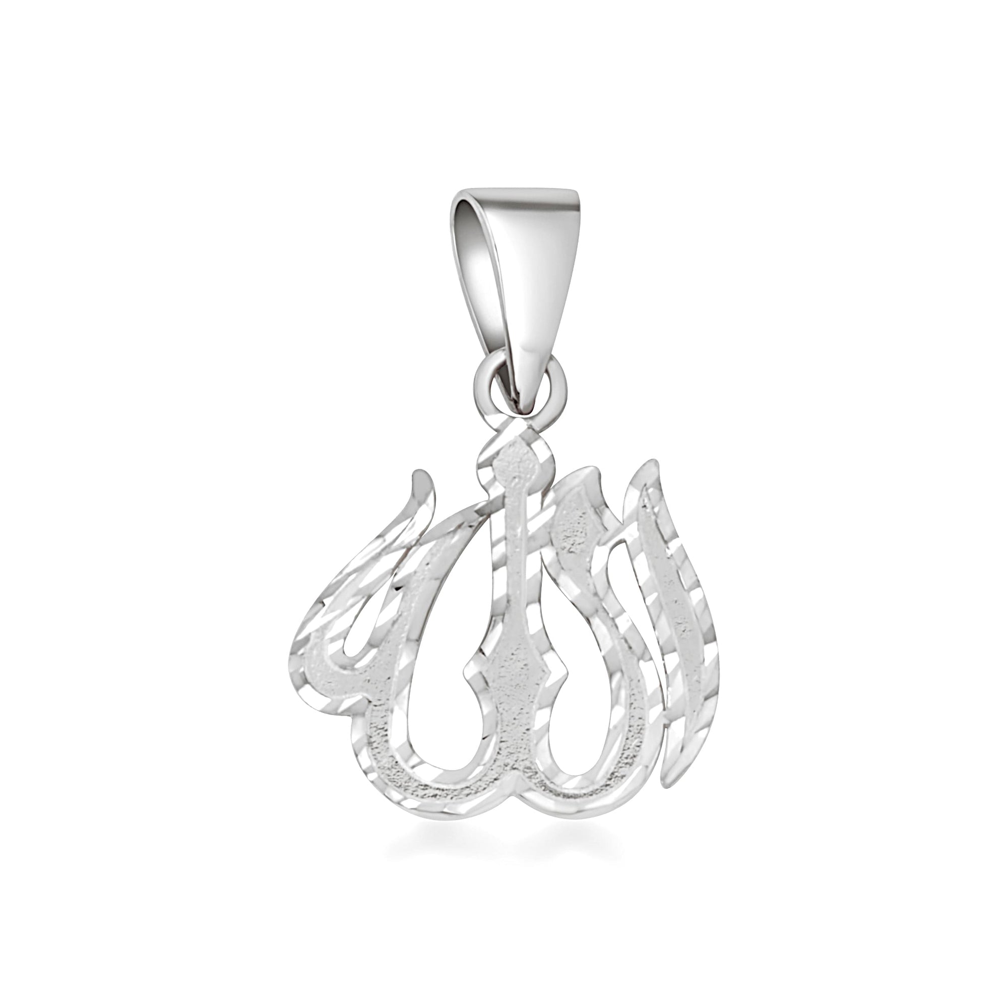 Gold Diamond Cut Allah Arabic Script Pendant Necklace, view 5