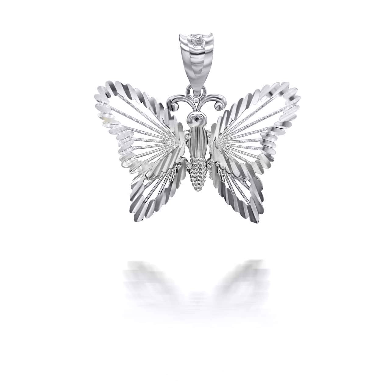 Gold Diamond Cut Butterfly Symbol of Change Pendant Necklace, view 7