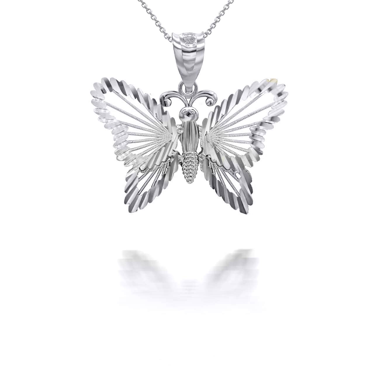 Gold Diamond Cut Butterfly Symbol of Change Pendant Necklace, view 8