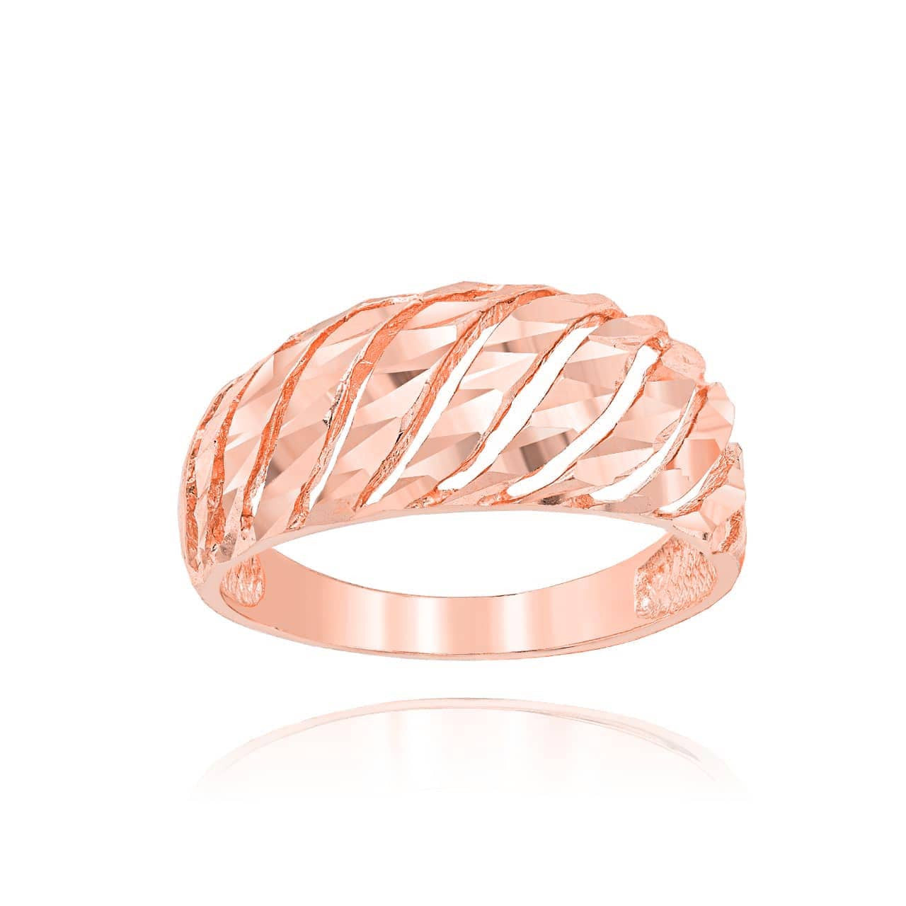 Gold Diamond Cut Croissant Dome Ring, view 2