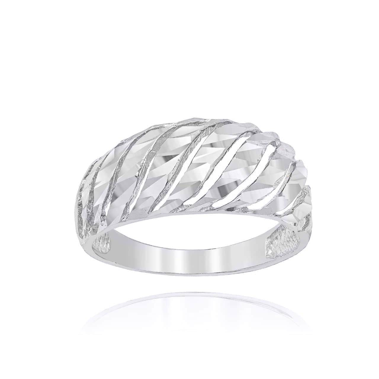 Gold Diamond Cut Croissant Dome Ring, view 3