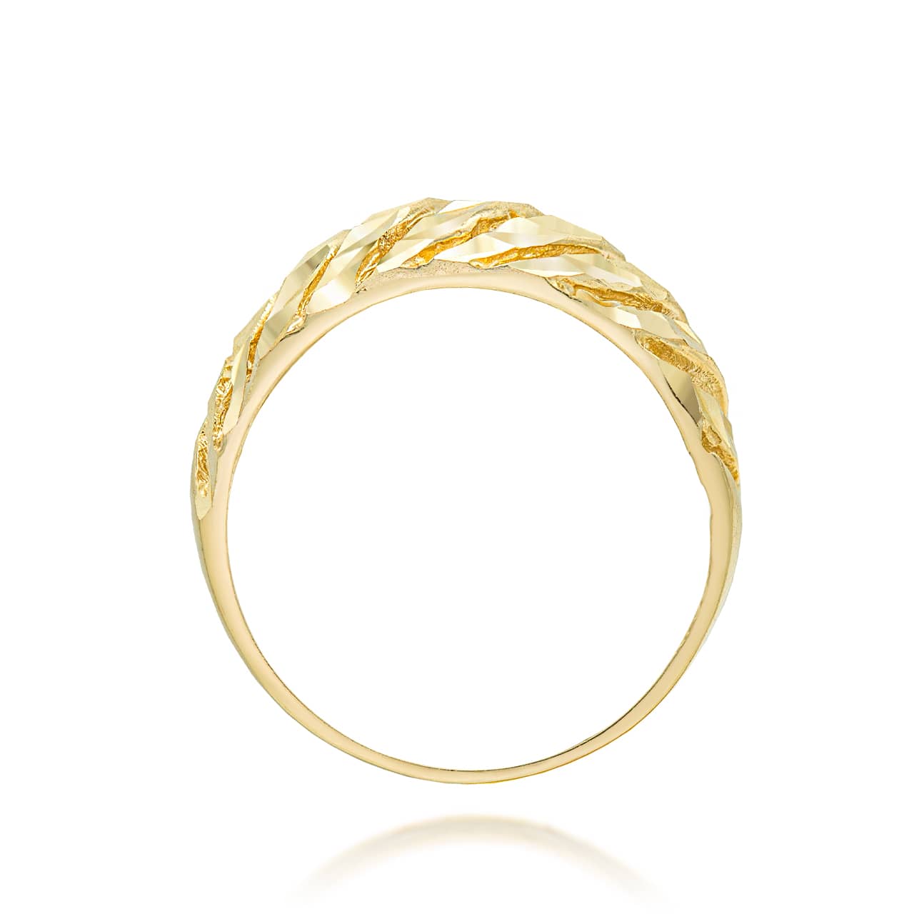 Gold Diamond Cut Croissant Dome Ring, view 4