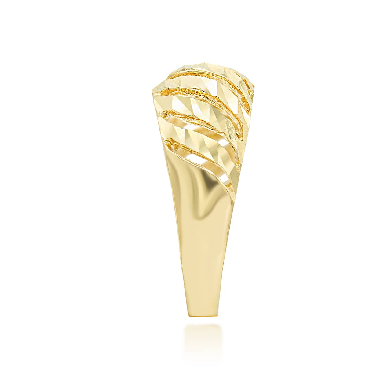 Gold Diamond Cut Croissant Dome Ring, view 5