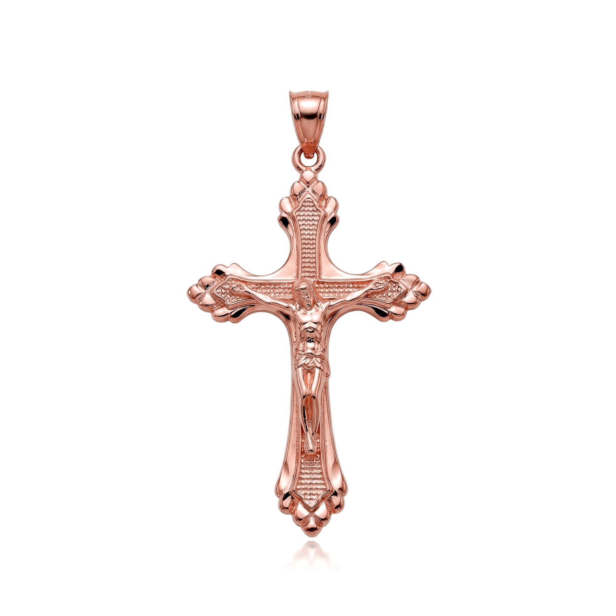 Gold Diamond Cut Crucifix Cross Jesus Christ Pendant Necklace, view 4