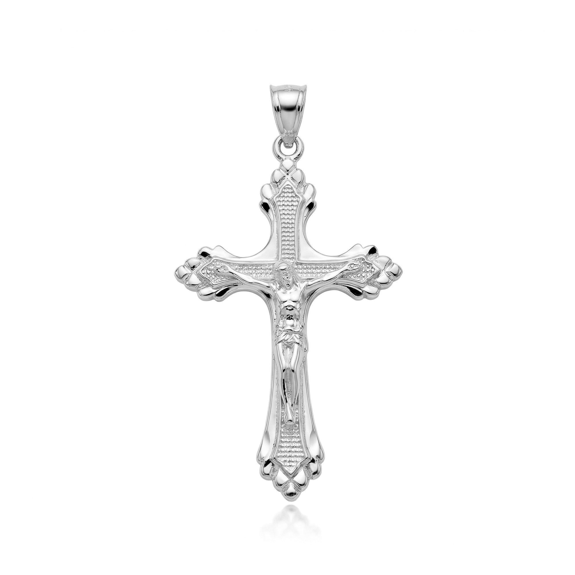 Gold Diamond Cut Crucifix Cross Jesus Christ Pendant Necklace, view 5