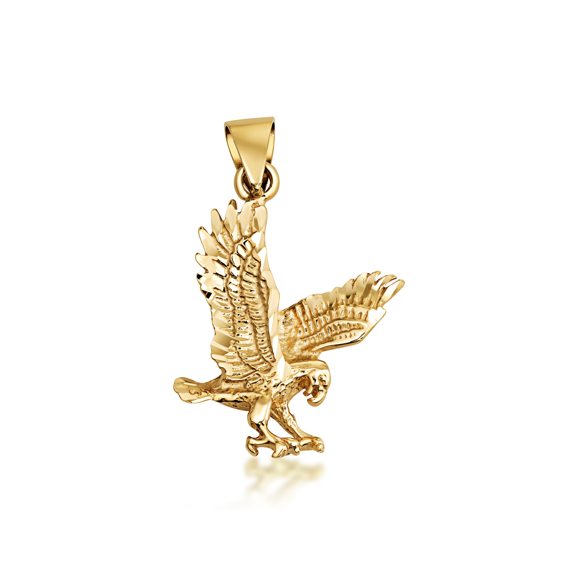Gold Diamond Cut Eagle Pendant Necklace, view 4