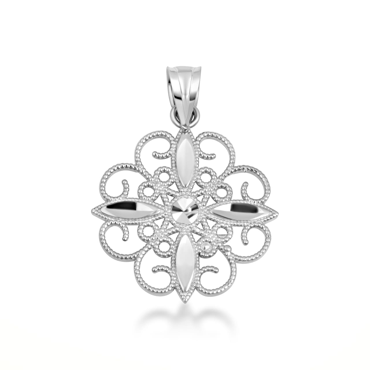 Gold Diamond Cut Filigree Pendant Necklace, view 7