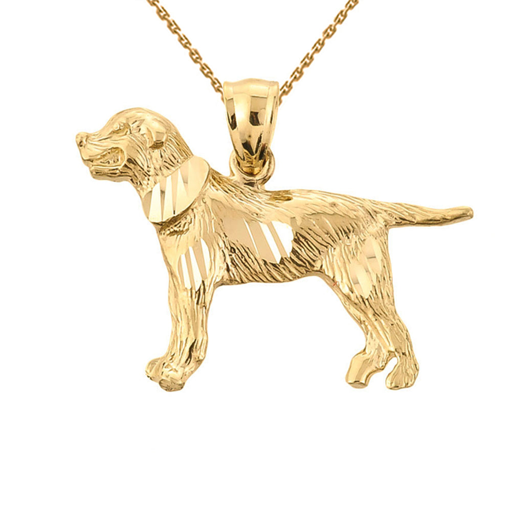 Gold Diamond Cut Greater Swiss Mountain Dog Pendant Necklace