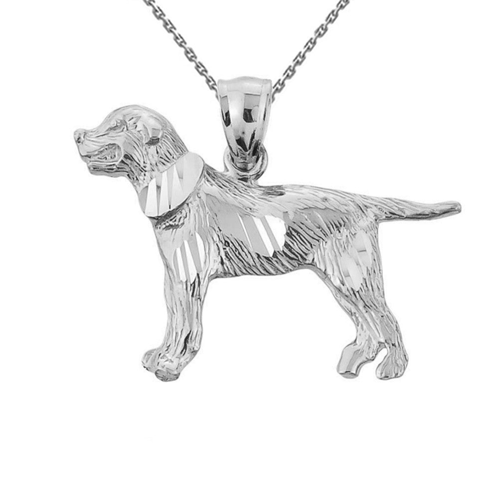 Gold Diamond Cut Greater Swiss Mountain Dog Pendant Necklace, view 3