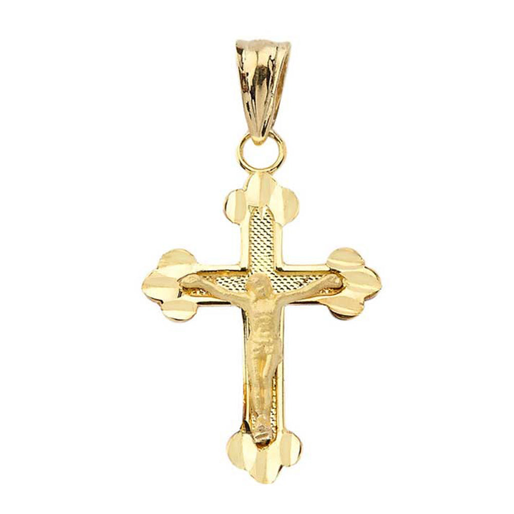 Gold Diamond Cut Greek Orthodox Cross Crucifix Pendant Necklace, view 2
