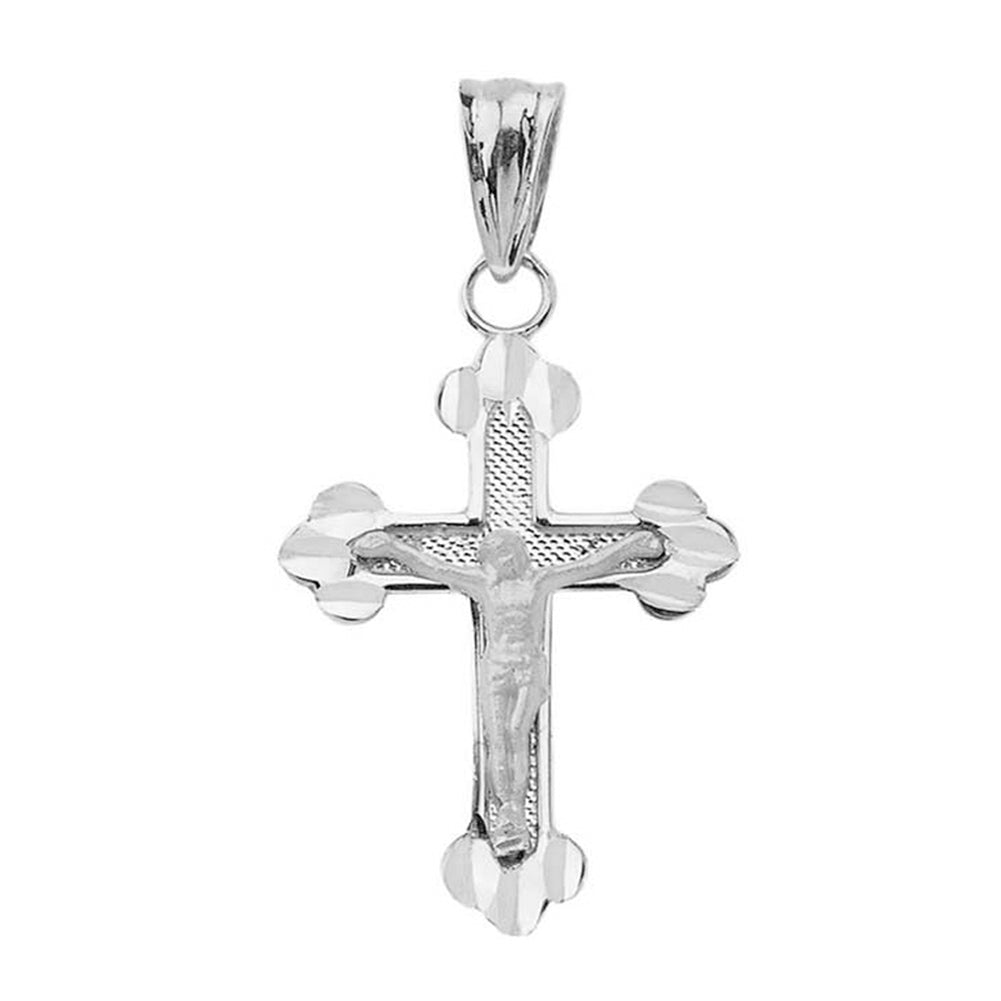 Gold Diamond Cut Greek Orthodox Cross Crucifix Pendant Necklace, view 7