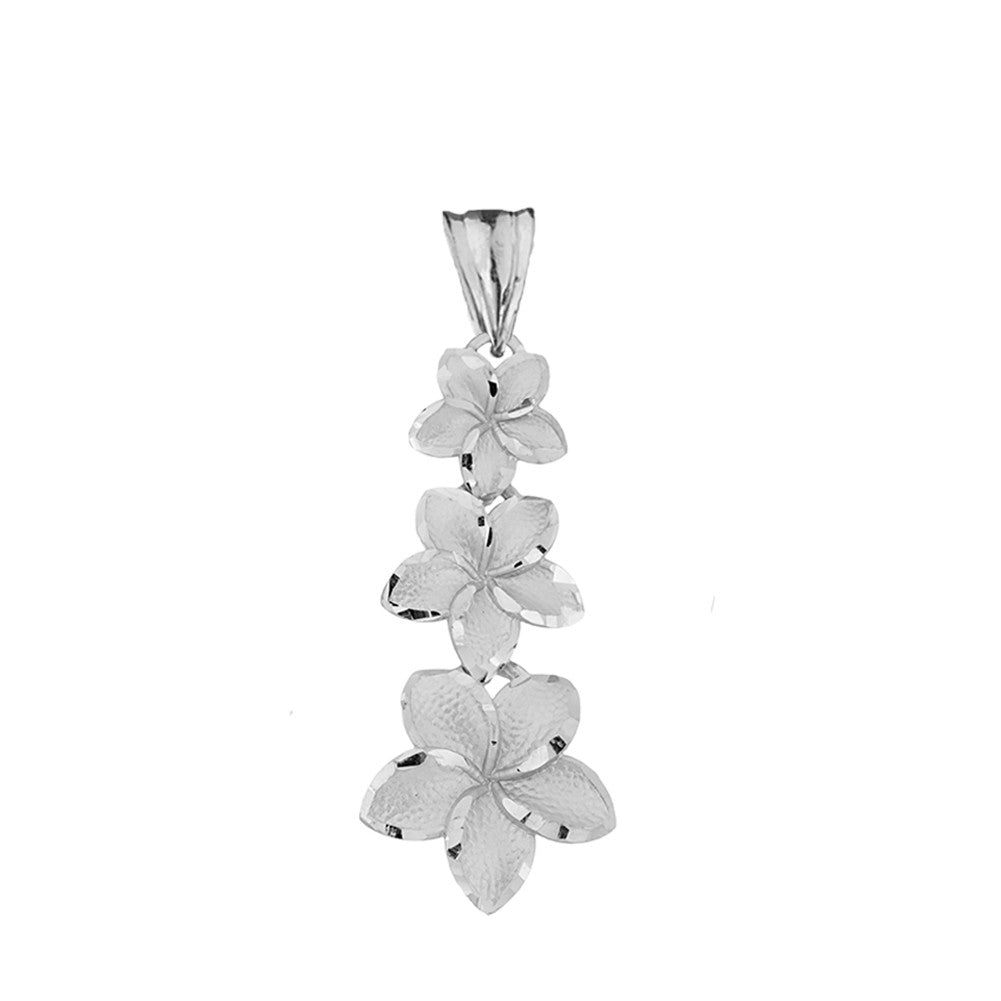 Gold Diamond Cut Hawaiian Plumeria Flower Pendant Necklace, view 5