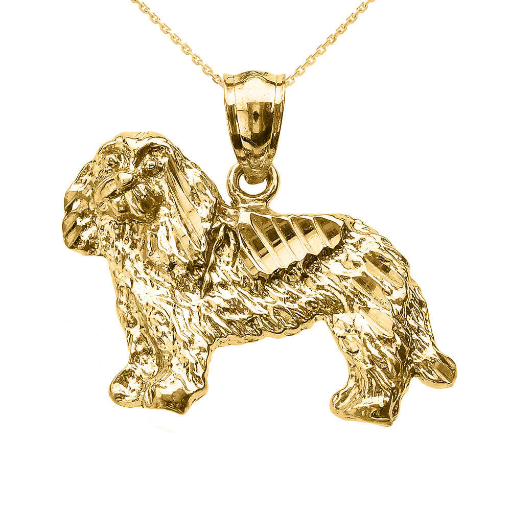 Gold Diamond Cut King Charles Spaniel Pendant Necklace