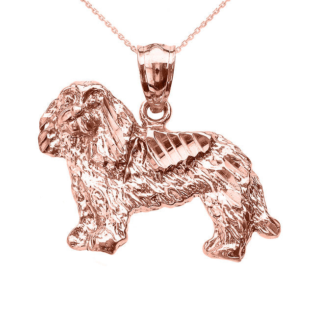 Gold Diamond Cut King Charles Spaniel Pendant Necklace, view 6