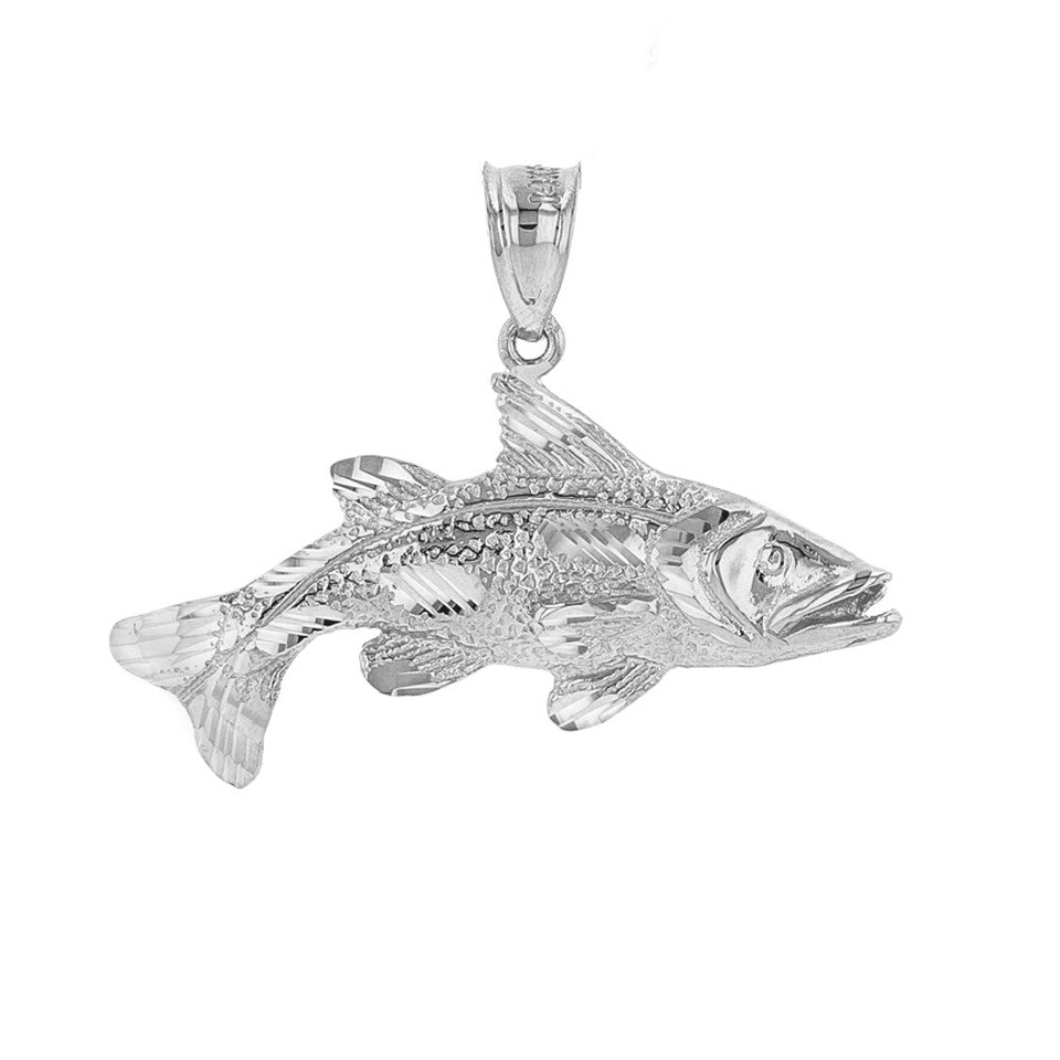 Gold Diamond Cut Largemouth Bass Fish Pendant Necklace, view 5
