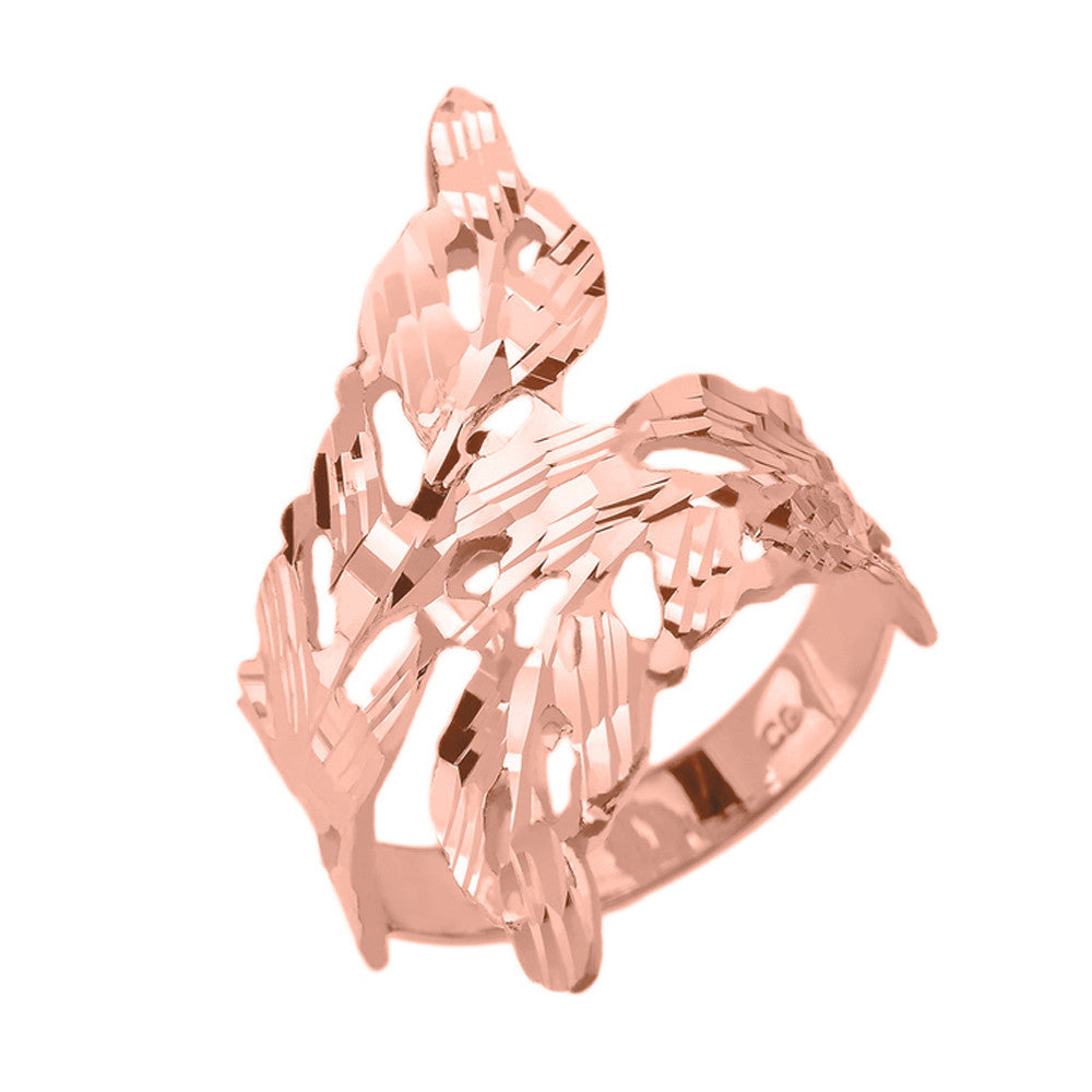 Gold Diamond Cut Laurel Wreath Wrap Ring, view 2