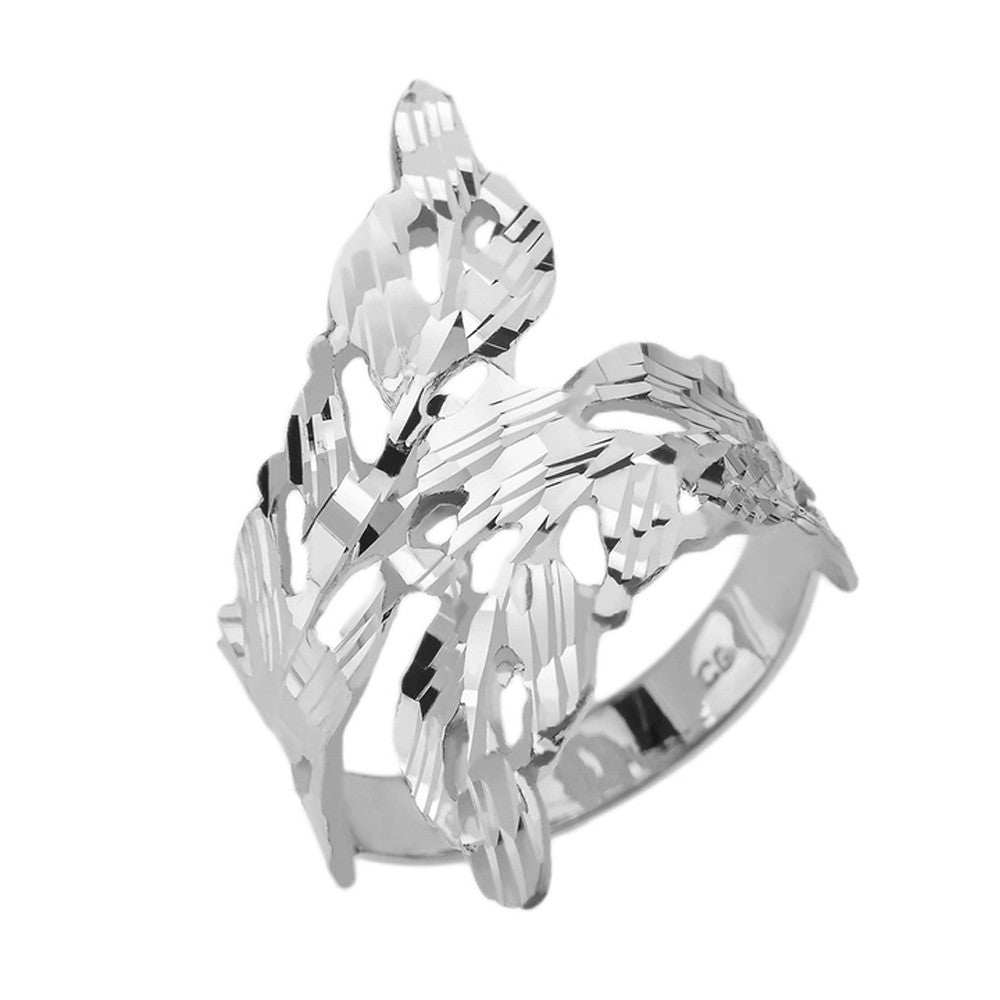Gold Diamond Cut Laurel Wreath Wrap Ring, view 3