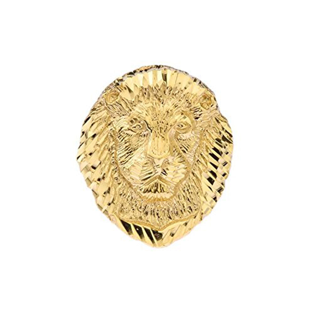 Gold Diamond Cut Lion Head Ring, view 2