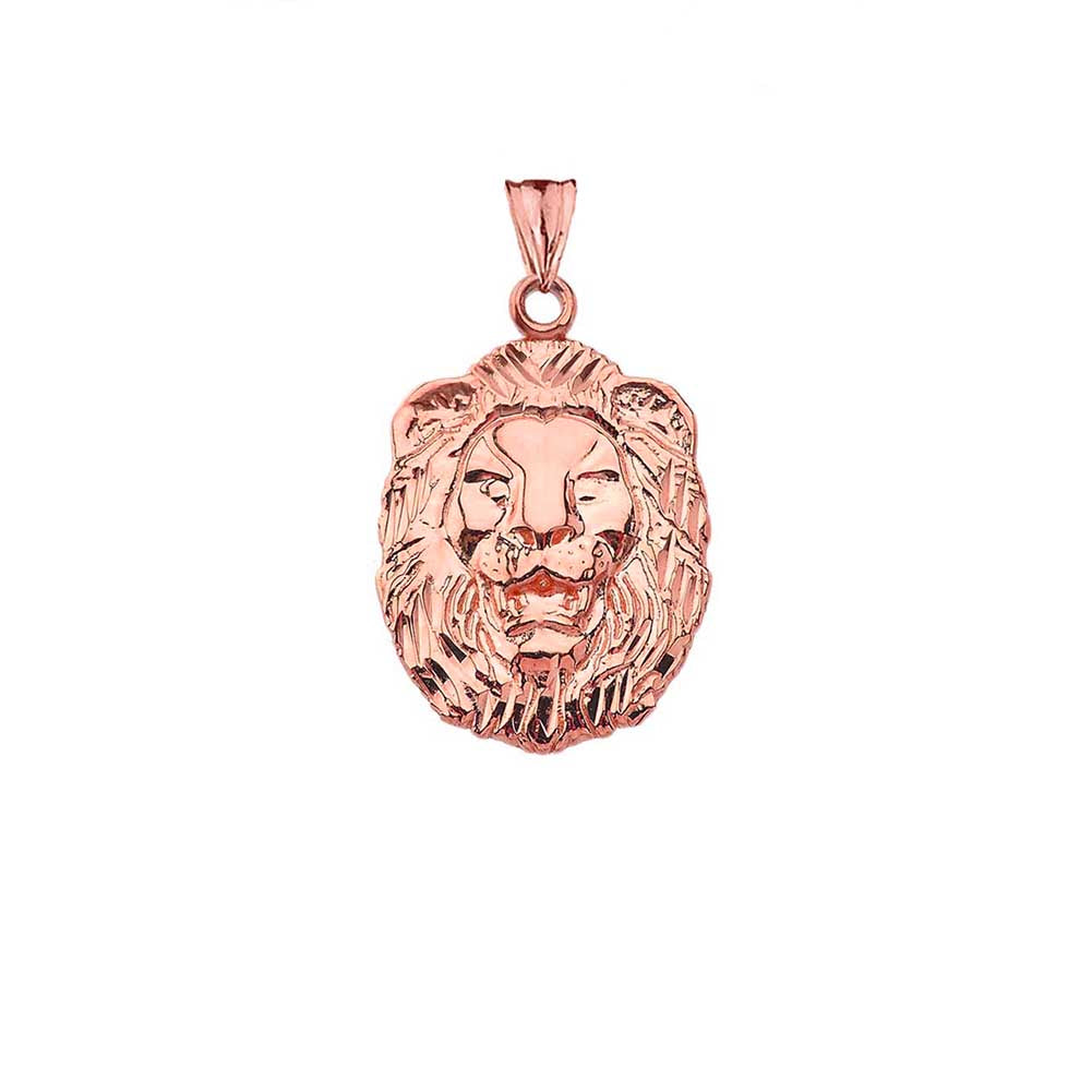 Gold Diamond Cut Lion Pendant Necklace, view 5
