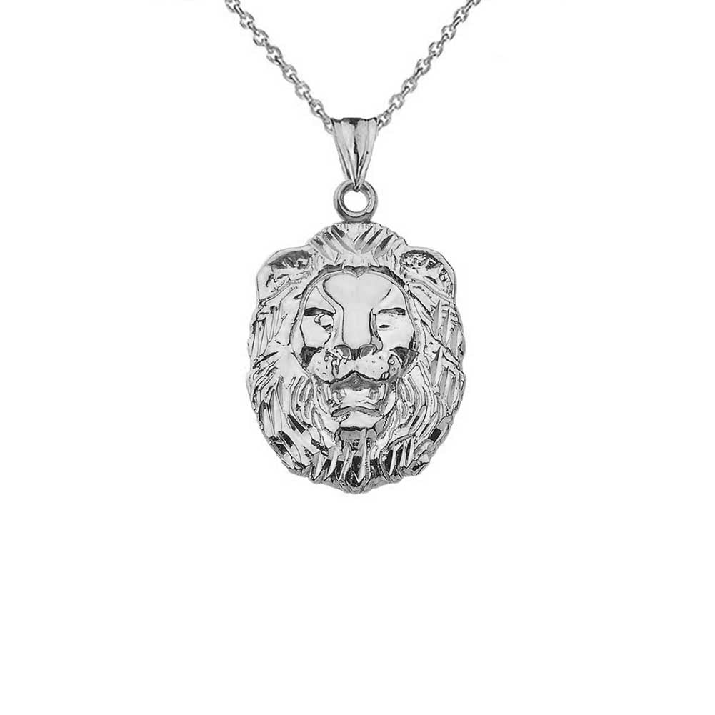 Gold Diamond Cut Lion Pendant Necklace, view 7