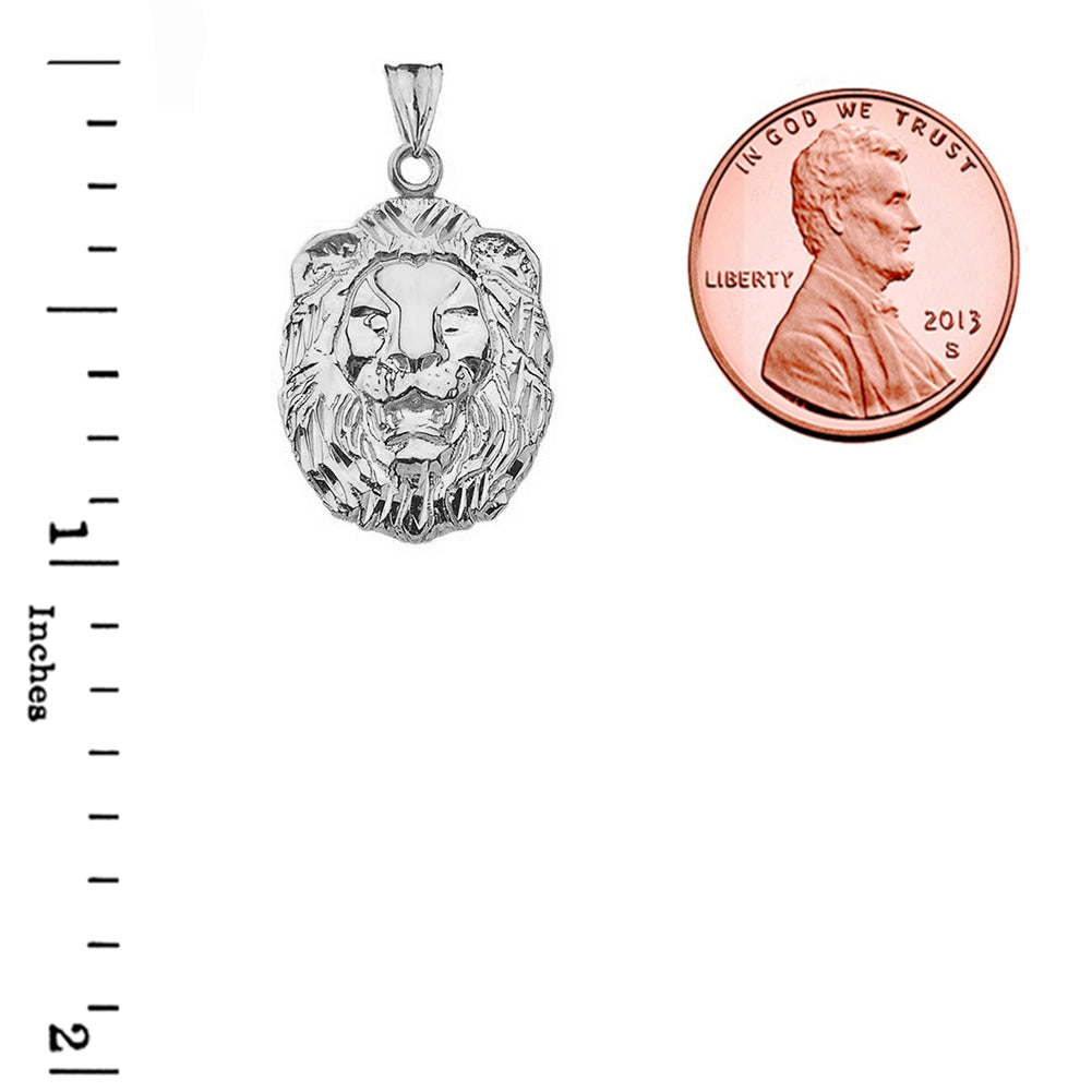 Gold Diamond Cut Lion Pendant Necklace, view 9