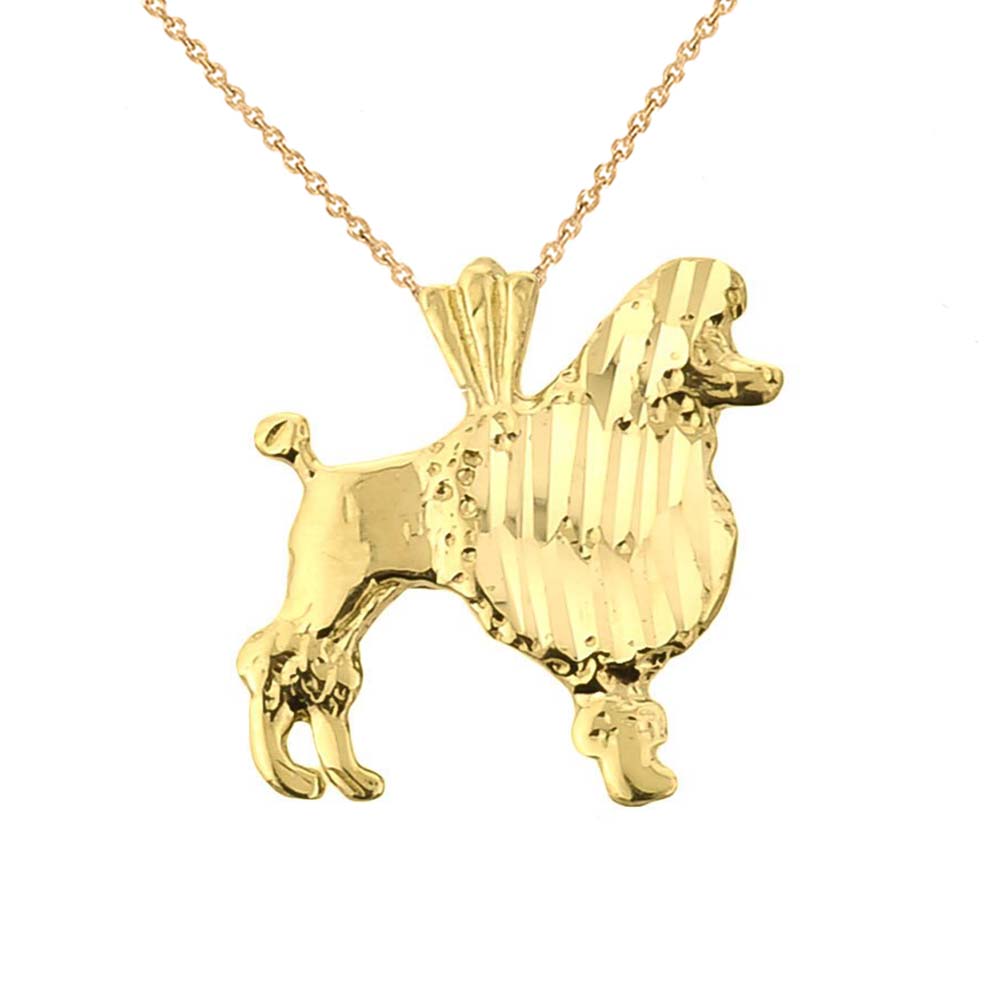 Gold Diamond Cut Poodle Charm Pendant
