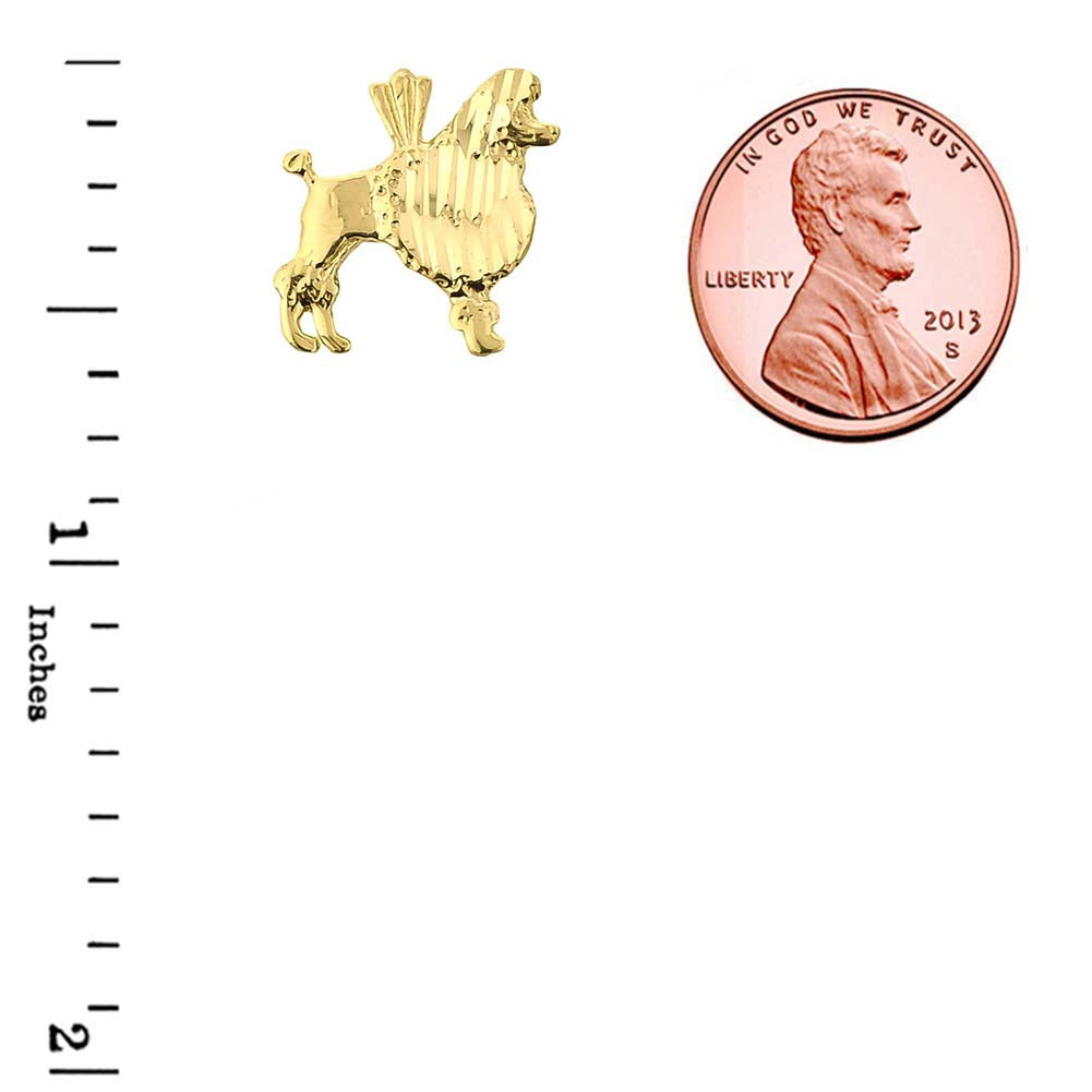 Gold Diamond Cut Poodle Charm Pendant, view 3