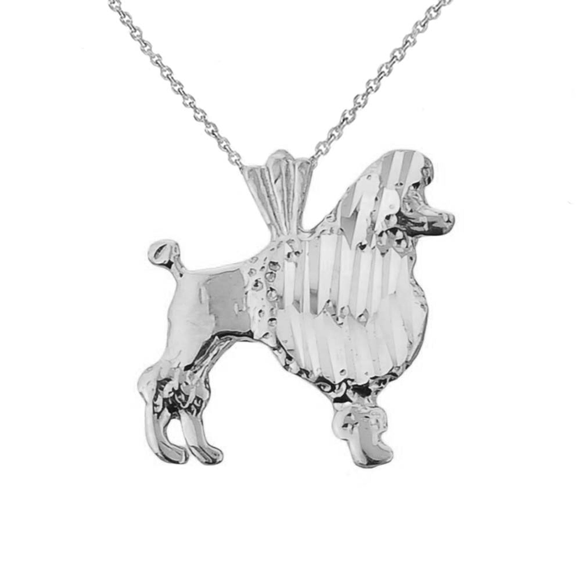 Gold Diamond Cut Poodle Charm Pendant, view 5