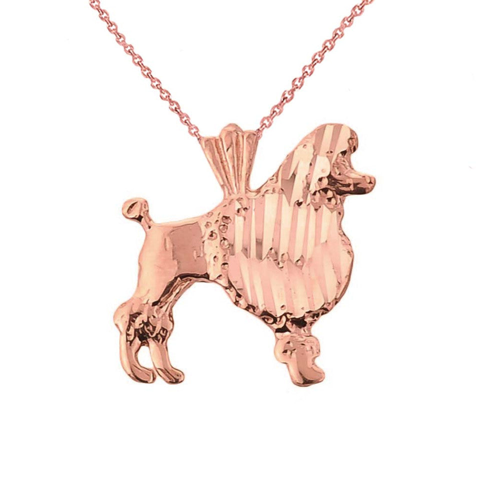 Gold Diamond Cut Poodle Charm Pendant, view 7