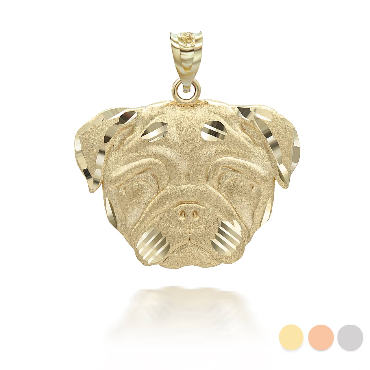 Gold Diamond Cut Pug Pet Dog Pendant Necklace