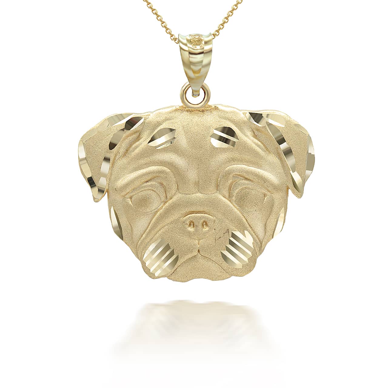 Gold Diamond Cut Pug Pet Dog Pendant Necklace, view 4