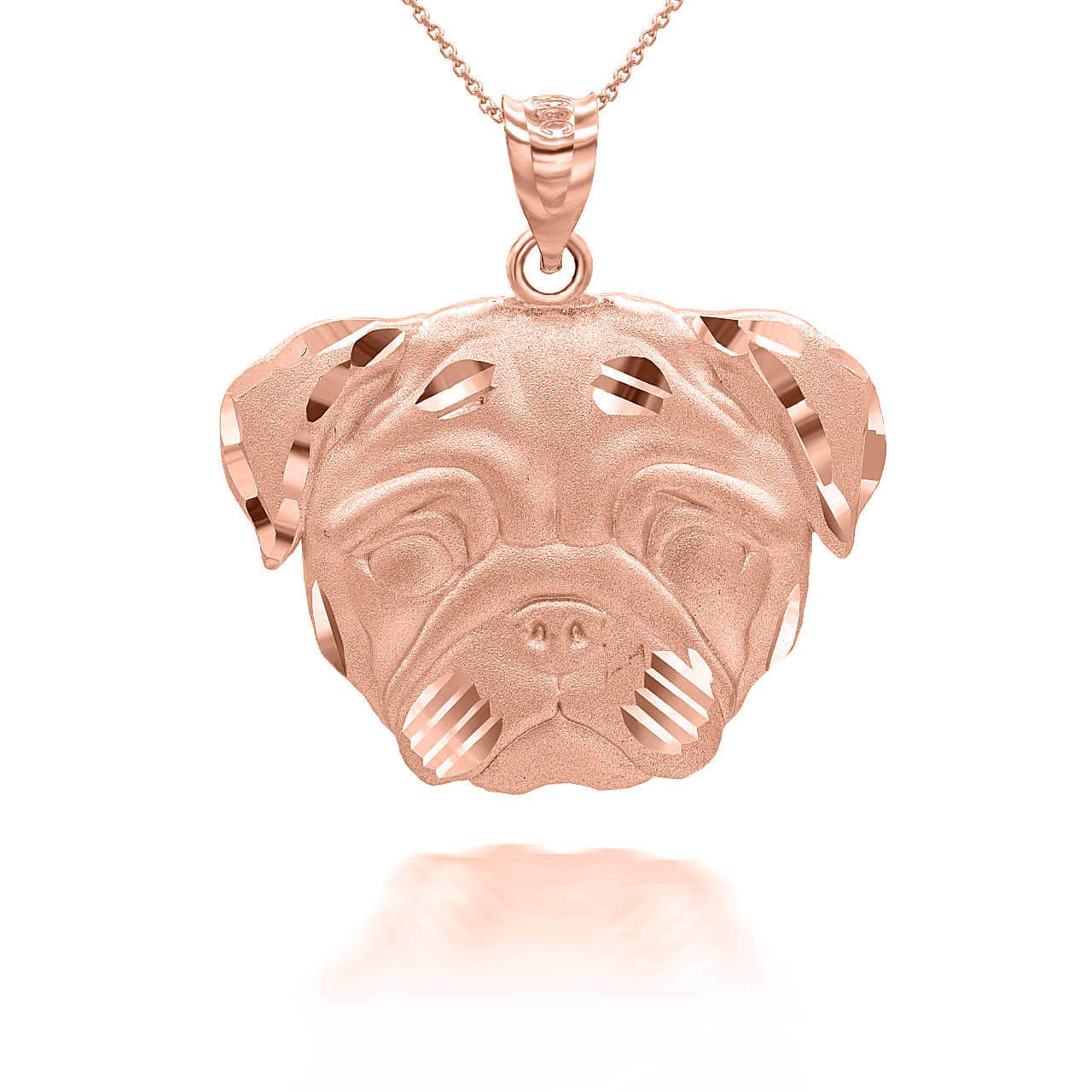 Gold Diamond Cut Pug Pet Dog Pendant Necklace, view 6