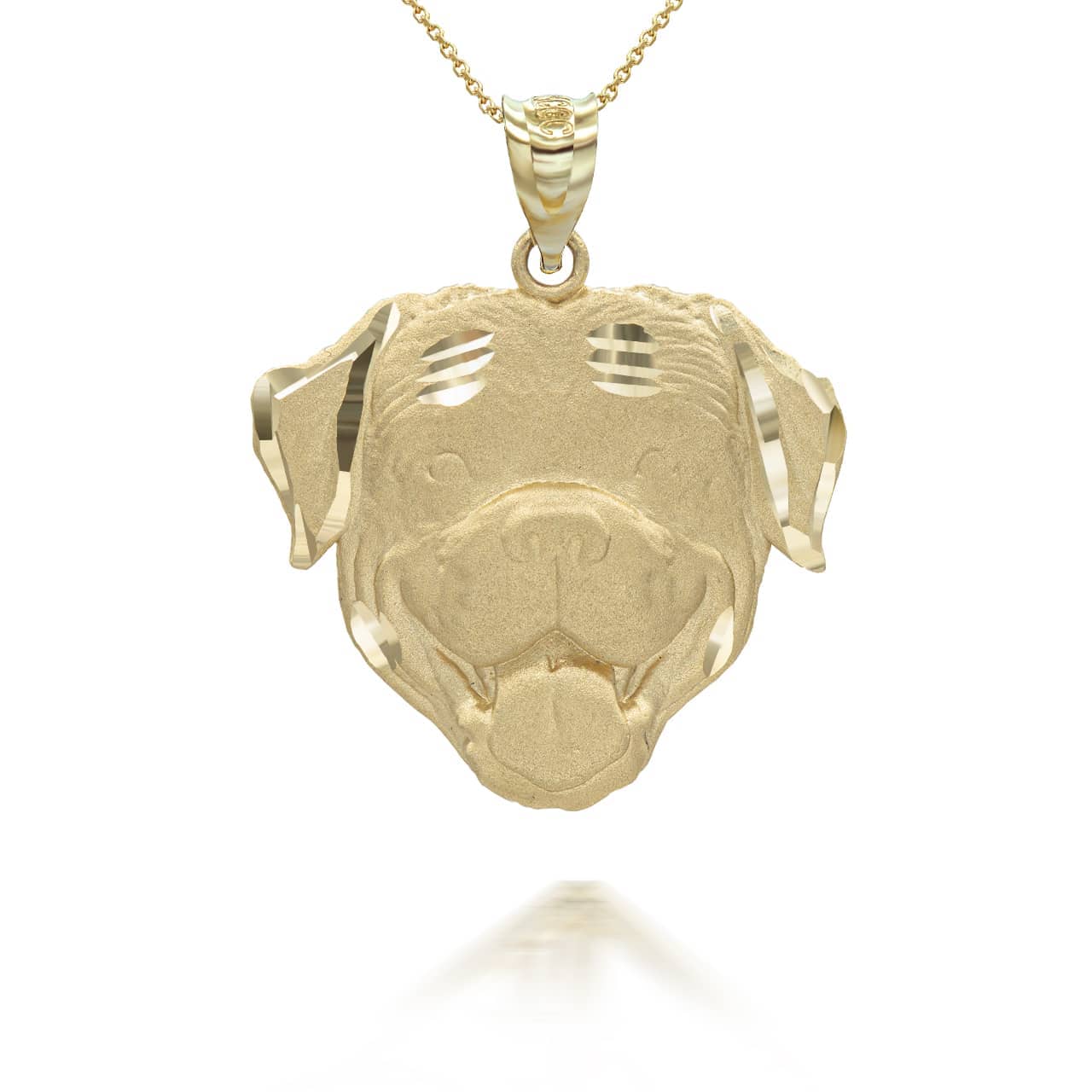 Gold Diamond Cut Rottweiler Pet Dog Pendant Necklace, view 4