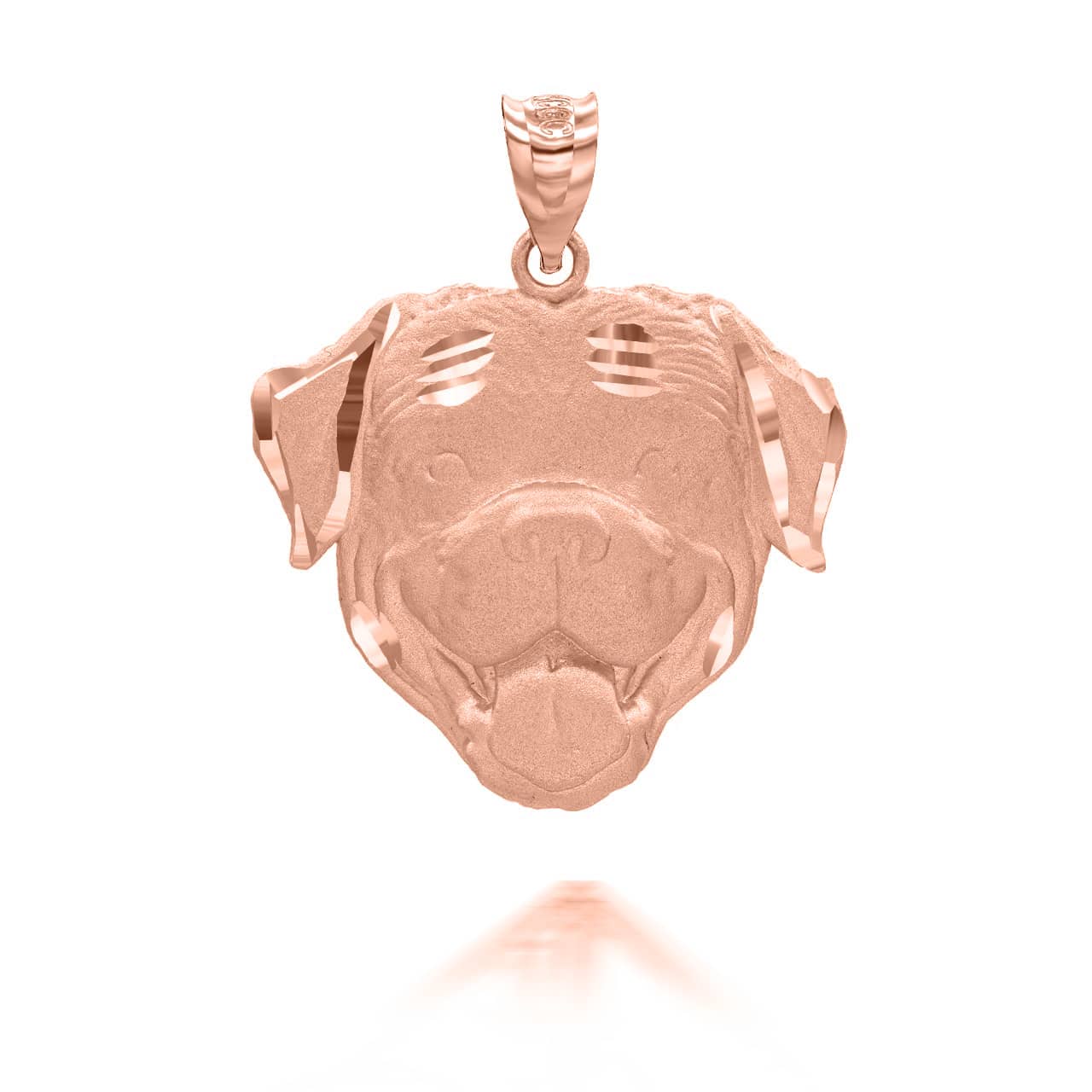 Gold Diamond Cut Rottweiler Pet Dog Pendant Necklace, view 5
