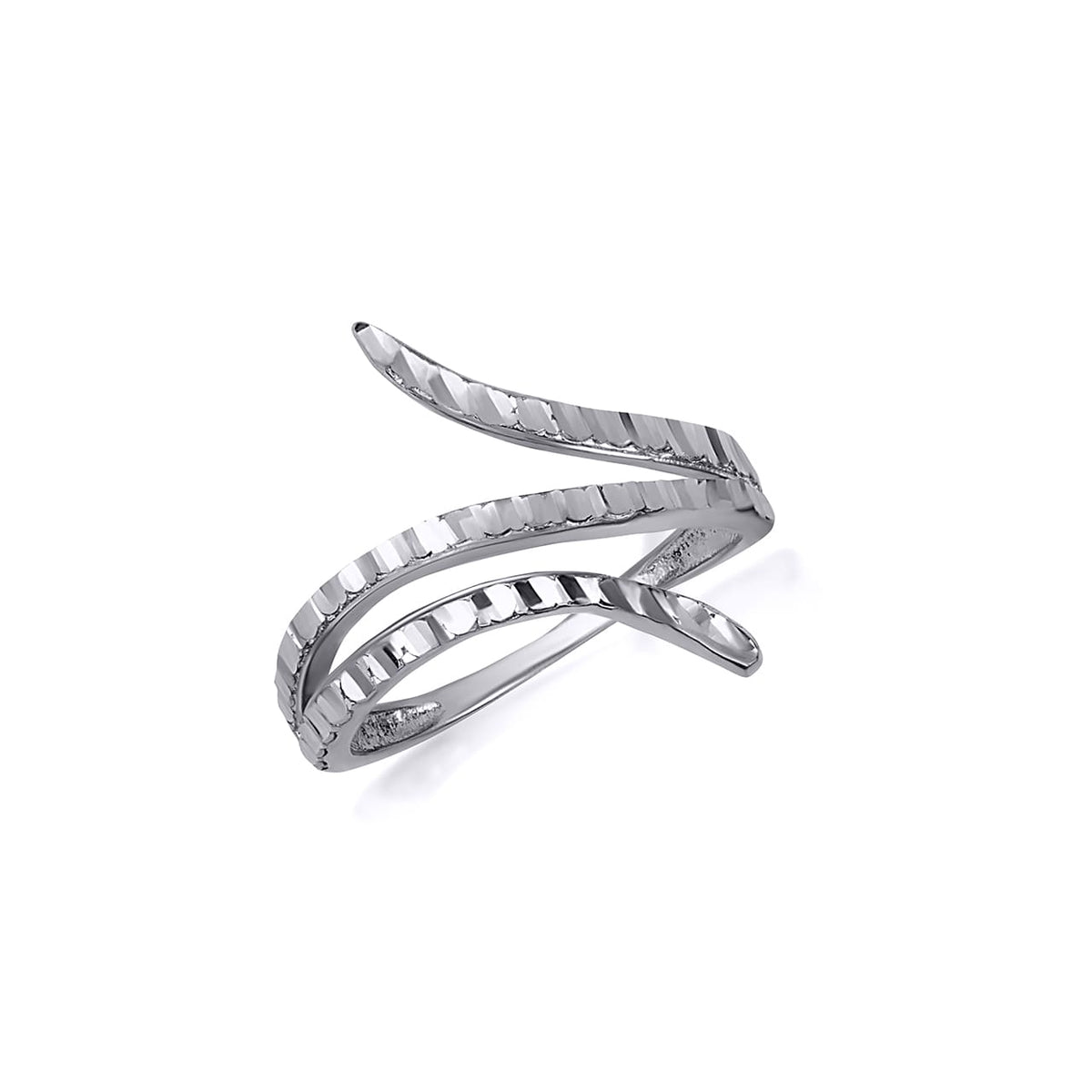 Gold Diamond Cut Serpent Snake Ring, view 3